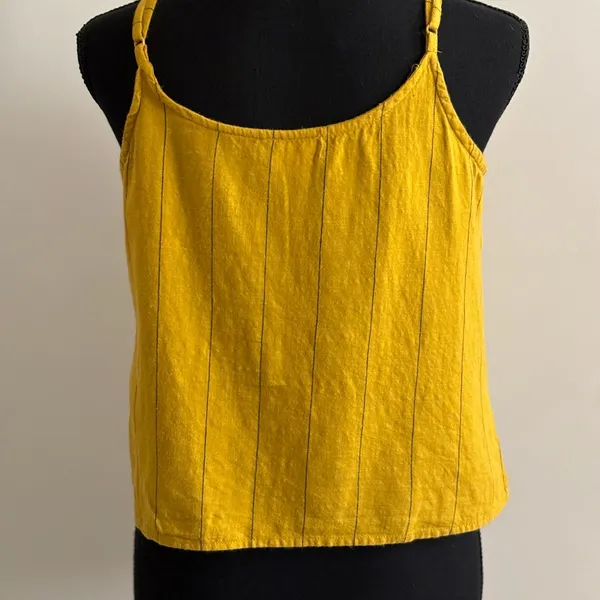 Dizzier Yellow with Black Stripes Thin Adjustable Straps Crop Top Size M Size M - Image 8