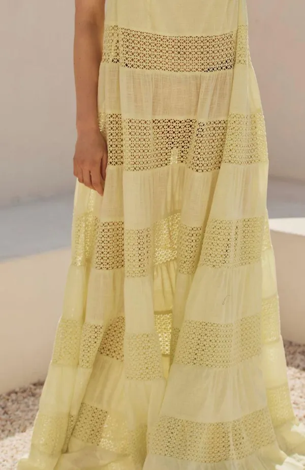 Anthropologie Sheer Lace Tiered Maxi Dress, Size XL - Image 4
