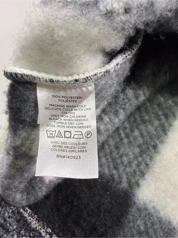 LOFT Black & White Buffalo Check Teddy Pullover Jacket - Image 6