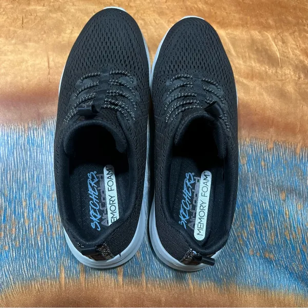 Skechers Memory Foam Mesh Slip on Sneakers black white washable size 8.5 - Image 3