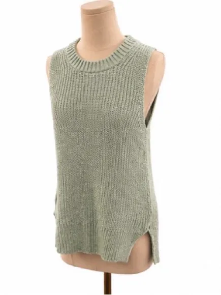 Madewell Sage Green Chunky Knit Sweater Tank Sleeveless Cotton Blend Women’s - Image 2