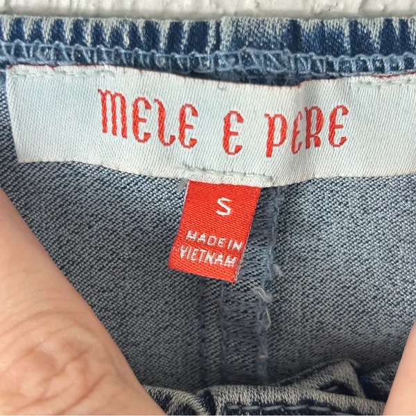 MELE E PERE | Acid Wash Denim Front Snap Puff Sleeve Stretchy Mini Dress Size S - Image 3
