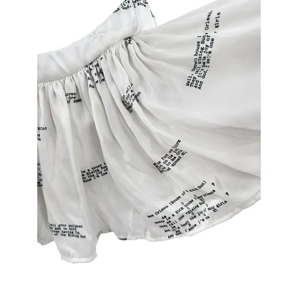 KOCH Book Writing Print Top Tiered Ruffle‎ Crop Tank Made In USA Size Small - Image 3