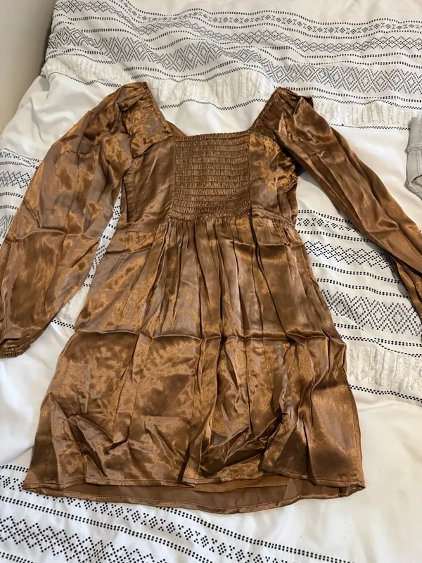 Altar'd State Long Sleeve Bronze Dress - Image 4