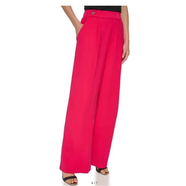 DKNY Frosted Wide Leg Twill‎ Trousers Size 2 - Image 3