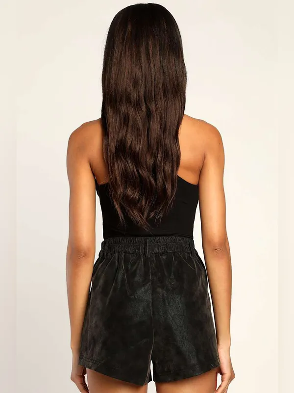 NWT Free People Roma Black Vegan Suede Shorts High Waist Black Size Medium - Image 2