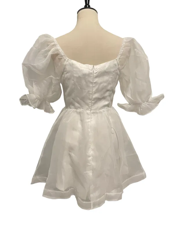 Hello Molly White Puff Sleeve Mini Dress - Image 9