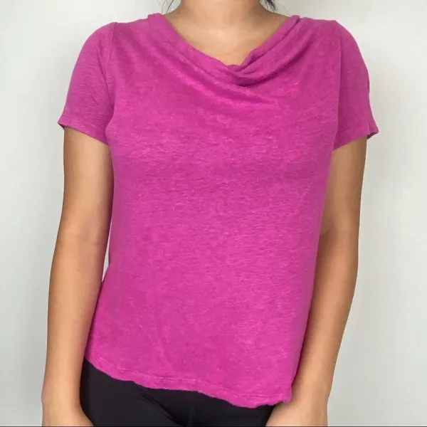Anthropologie Maeve Fuchsia Linen Back Twist Tie Top Size Large - Image 3