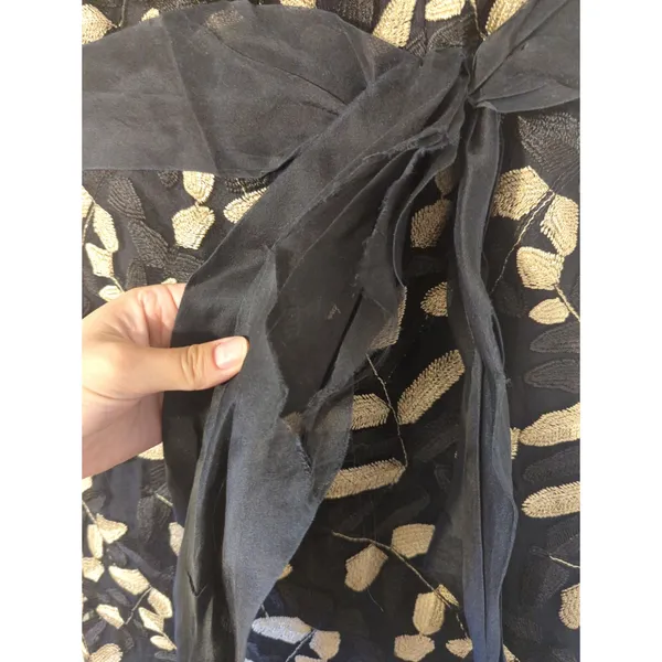 RTR Sz 4 Shoshanna Valerie Black Gold Leaf Strapless Bow Waist Midi Dress - Image 8
