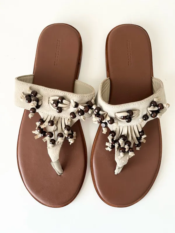 Free People Sadie fringe beaded leather sandals boho summer NEW 9 - Image 5