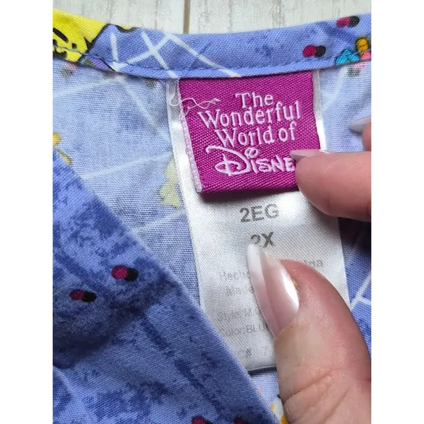 Disney Halloween Scrub Top in Lavender 2X Mickey Mouse - Image 3