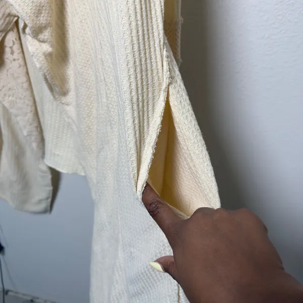 Aratta Silent Journey Women Cardigan Small Cream Lace Waffle Waterfall Boho - Image 5