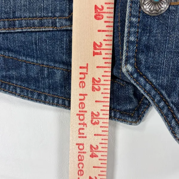 Lauren Ralph Lauren Denim Trucker Jacket Medium Wash Concho Buttons Blue Large - Image 6