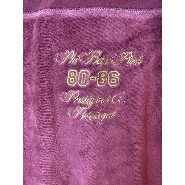 Victoria's Secret Y2K Pink Velour Pants Fold Over‎ Bootcut In Burgundy Size M - Image 3