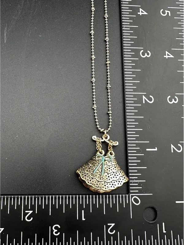 Betsey Johnson Necklace with Dress Pendant and Pearl - Image 3
