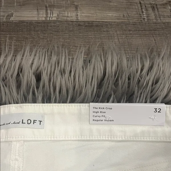 NWT LOFT kick crop high rise curvy fit stretch denim jeans white 14/32 - Image 6