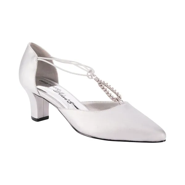 NWT Easy Street Womens Moonlight Dress Block Heel Pump Silver Satin Gray 9W - Image 2