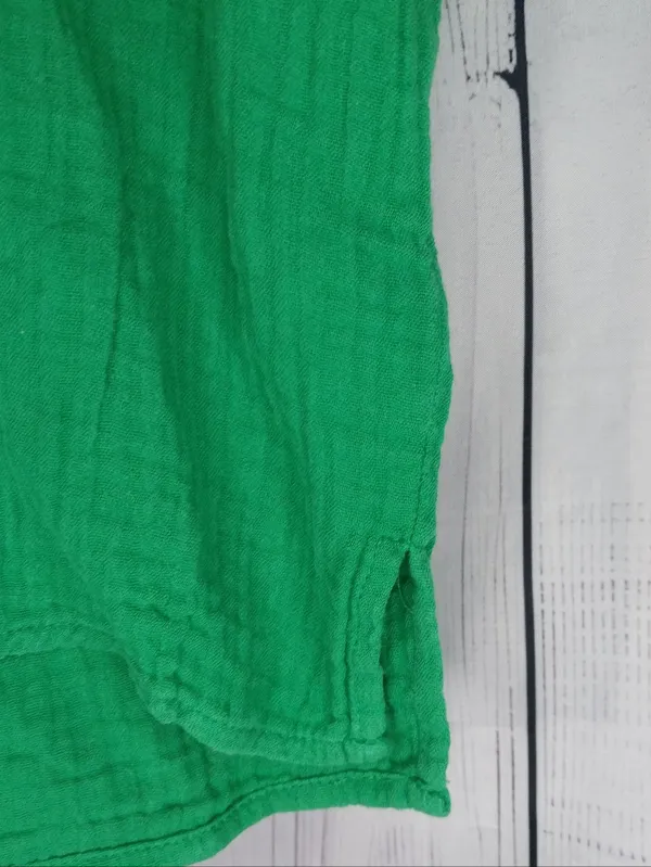 J. Crew Bright Green V-Neck Gauze Popover Short Sleeve Preppy Casual Top - Image 2