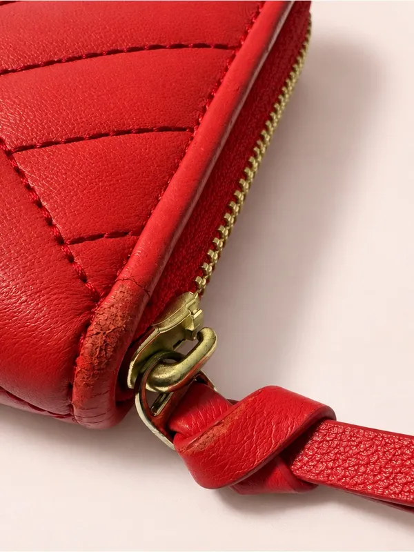 Tory Burch Alexa Poppy Orange Quilted Leather Zip Around Wallet - Image 4