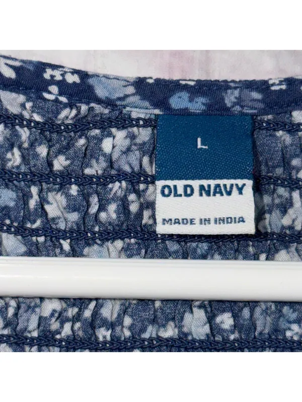 Old Navy Blue Floral Smocked Peplum Top Women’s Large Boho Cottagecore - Image 5