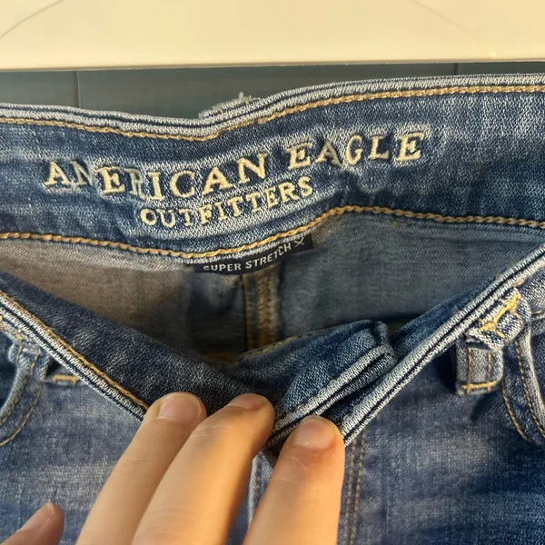 American Eagle Outfitters Light Blue Distressed Skinny Jeans | Size 4 Short - Image 2