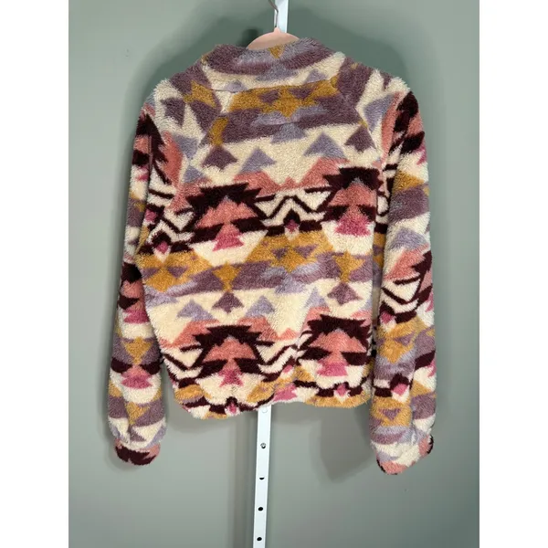 AERO Southwestern Aztec Sherpa 1/4 Zip Fleece Pullover XL‎ Kangaroo Boho Rustic - Image 6