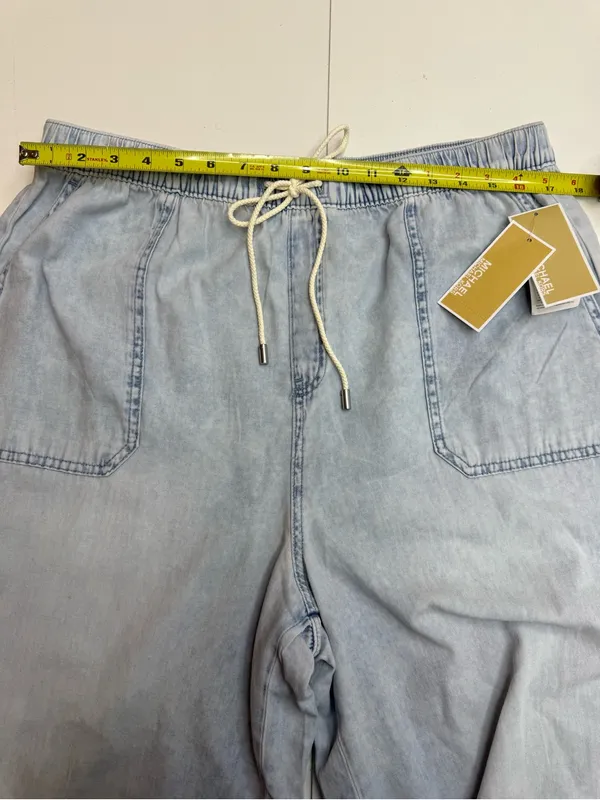 Michael Kors Light Blue Wide-Leg Drawstring Jeans size L - Image 7