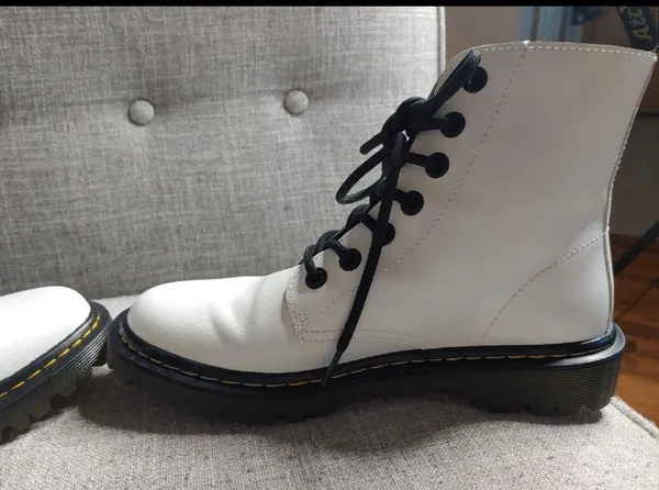 Dr. Martens White Lace Up Boots - Image 8
