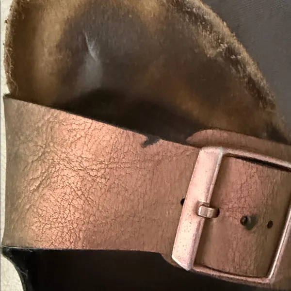 Metallic Brown Double Strap Sandals - Image 4