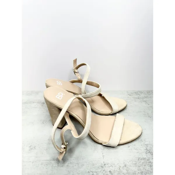 BP Sandals Womens Size‎ 6.5 Light tan Ankle Strap Leather Open Toe Block Heel - Image 3