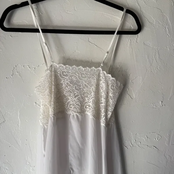 White Lace‎ Trimmed Fairycore Camisole Top Fairy Cottagecore Sheer Coquette Vtg - Image 2