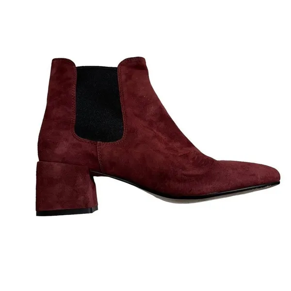 Coach Chelsea Boots Burgundy 7 Women Suede Block Heel Ankle Goring G2765 - Image 5