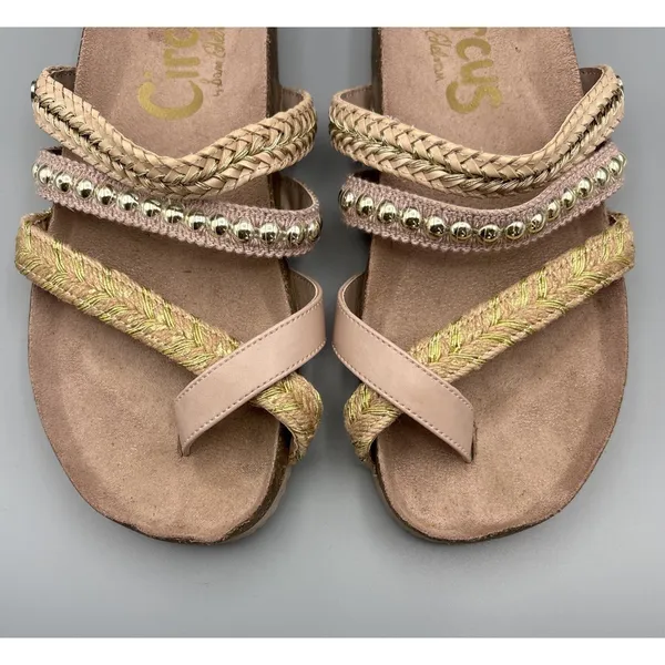 Circus Sam Edelman Oleander Shoes Size 7 Metallic Gold Pink Braided Sandals - Image 5