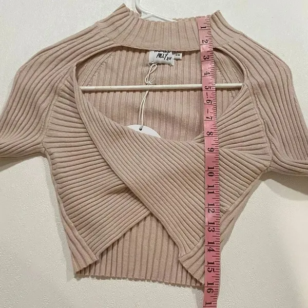 NWT Princess Polly Ribbed Cutout Crop Sweater Top S/M Balletcore - Image 6