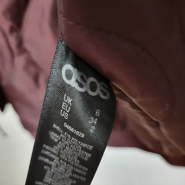 Asos Womens Coat Size 2 Purple Fleece Lined Hooded Drawstring Waist Anorak Coat - Image 10