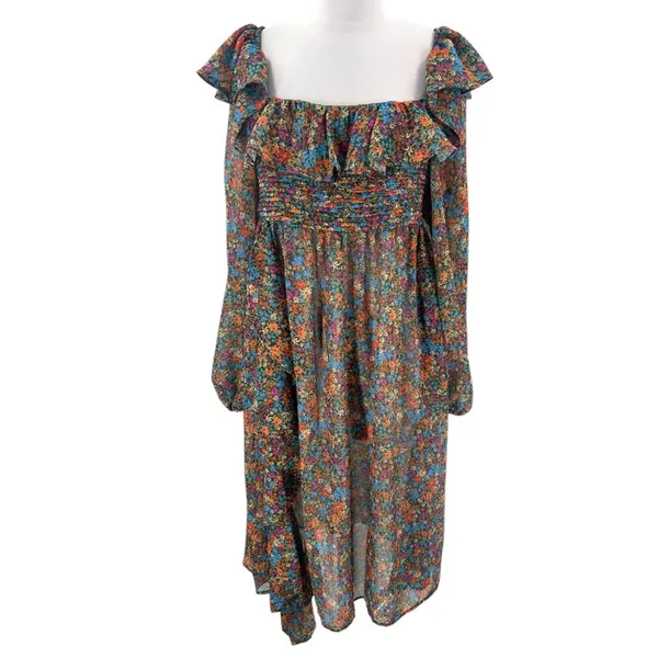 For Love & Lemons Brittany ruffle Midi balloon sleeve floral Dress Size‎ M - Image 5