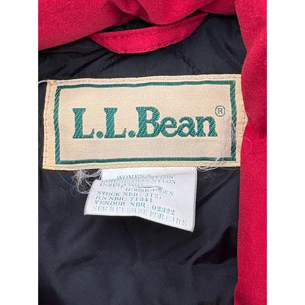VTG L.L. Bean Penobscot Parka Medium Petite Red Goose‎ Down Hooded Jacket Coat - Image 13