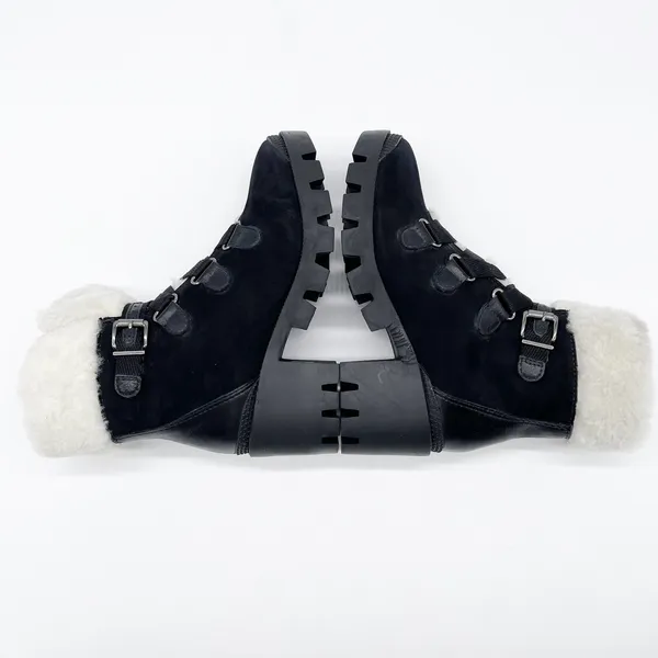 NEW‎ Schutz Womens 6 Aretuza Black Suede & Shearling Combat Boots Waterproof - Image 7