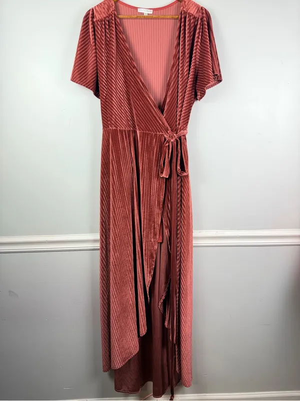 Baltic Born Andi Ribbed Midi Wrap Dress Womens XXXL Pink-Red Cocktail Party - Image 2
