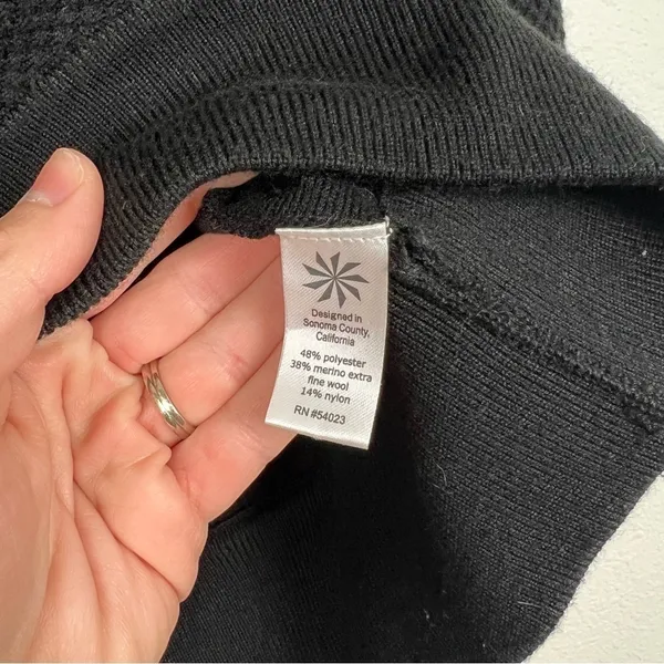 Athleta Waffle Knit Sweater Black Sz‎ S - Image 5