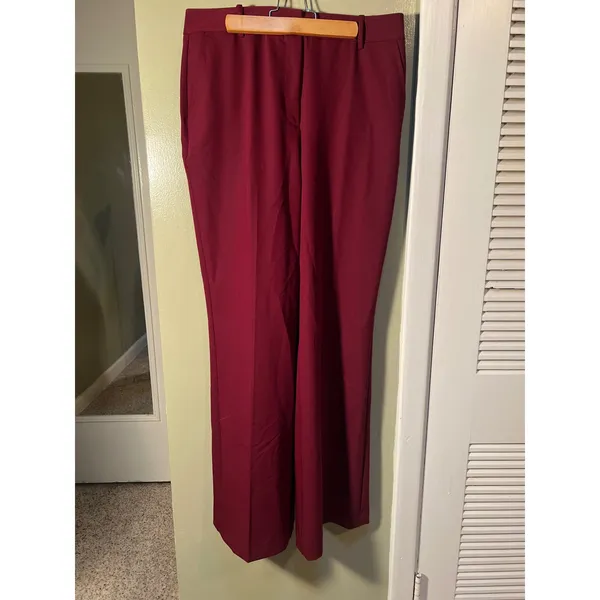 Worthington Women's Size 10 Wide Leg Dress Pant Trousers Burgundy Red High Rise - Image 2
