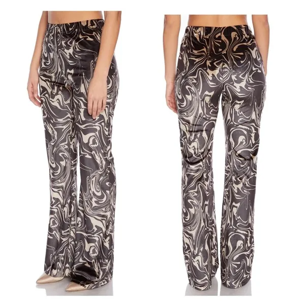 Steele Valerie Velvet Flare Pants in Swirl Pattern Brown - Image 2