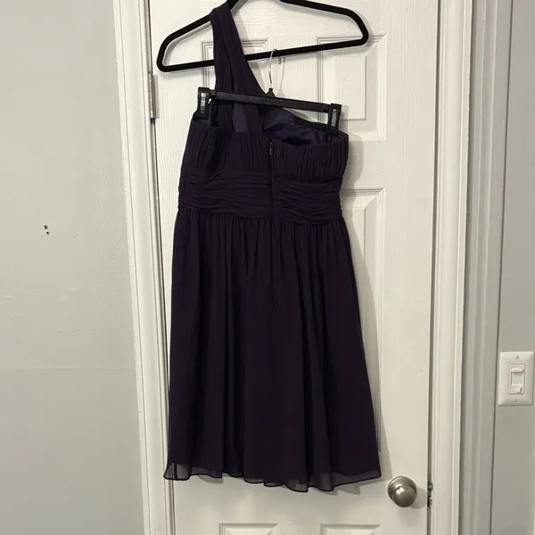Donna Morgan Rhea Purple One Shoulder Chiffon Bridesmaid Dress Size 12 - Image 4