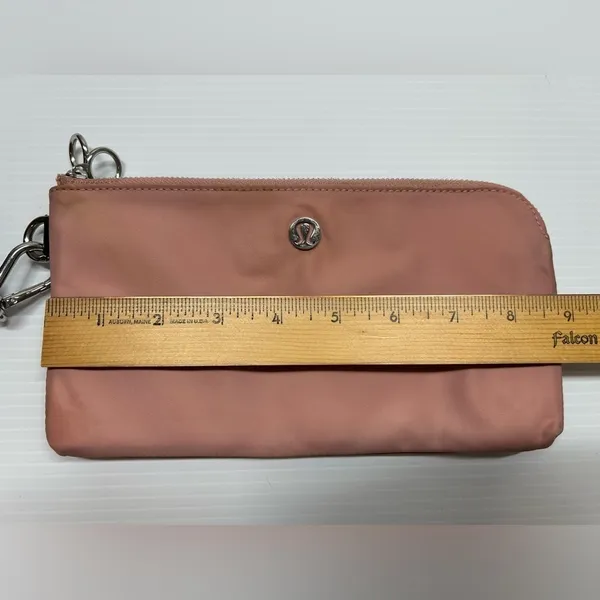 Lululemon Now and Always Pouch Salmon Pink Silver Hardware Removable Wrist Strap - Image 10