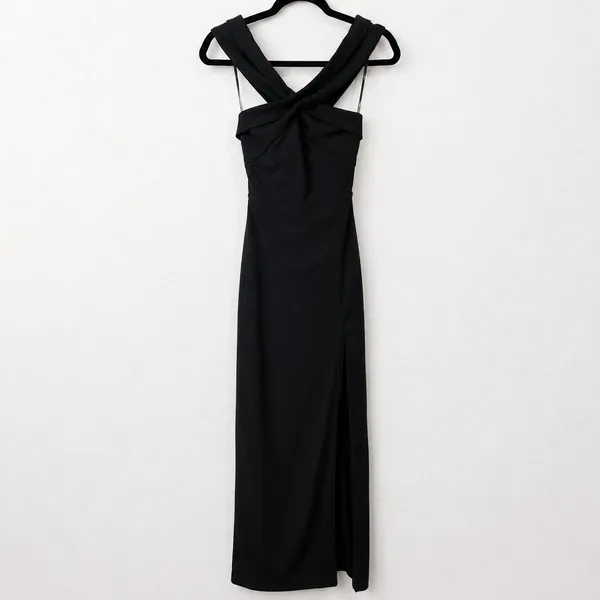 NEW Lulus Head to Cocktail Hour Black Halter Neck Open Back Maxi Dress Small - Image 5