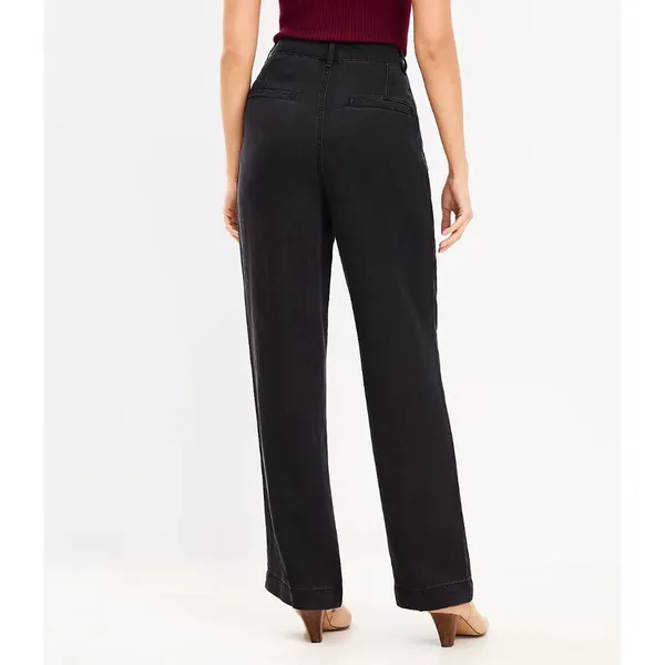 NWT Womens Size 28 28x32 Ann Taylor LOFT Washed Black High Rise Palazzo Jean NEW - Image 2