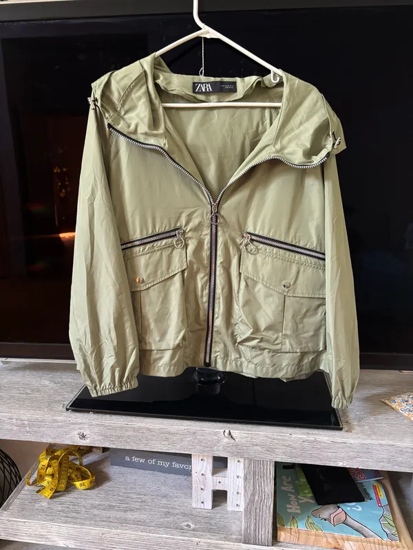 ZARA Olive Green Bomber Lightweight Jackets size M - Image 6