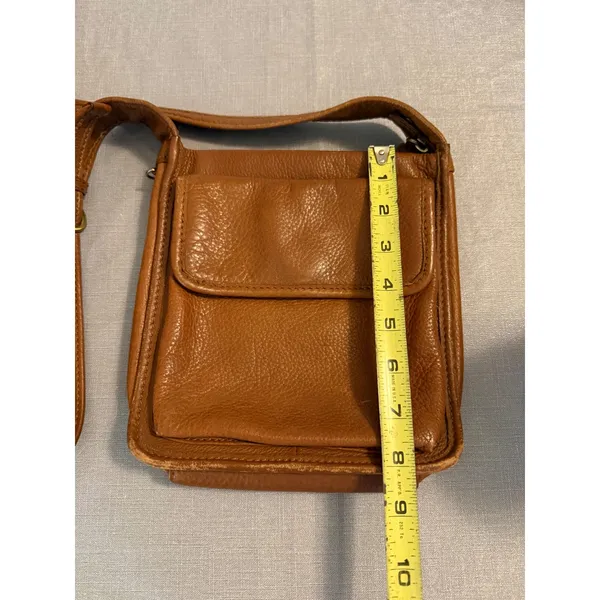Fossil Cognac Brown Pebbled Leather Crossbody Bag Vintage Messenger 75082‎ - Image 3