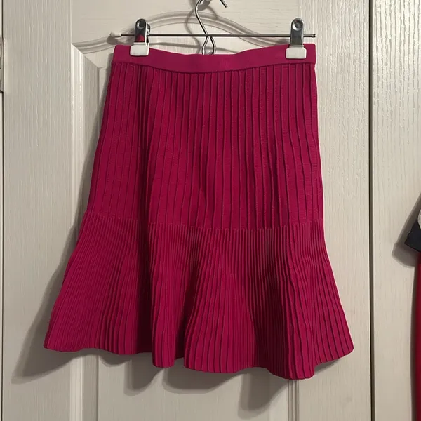 Cut25‎ by Yigal Azrouel Pink Techno Knit Skirt Preppy Coquette Academia Career - Image 3