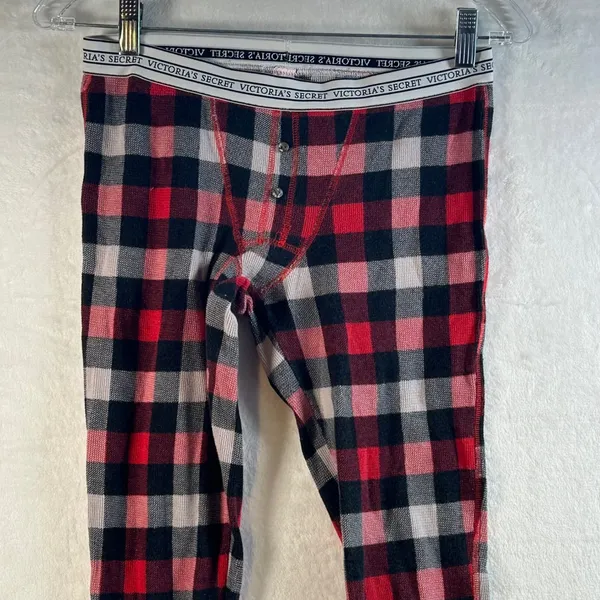 Victoria's Secret‎ Plaid Flannel Pajama Bottoms Thermal Long Johns XS - Image 3